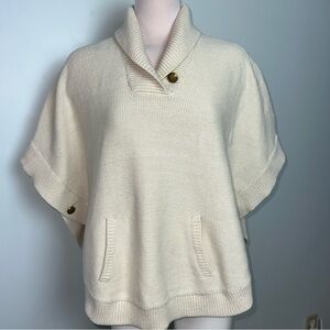 Lauren Jeans Co Ralph Lauren Cream Shawl Collar Sweater Poncho Women’s Size L